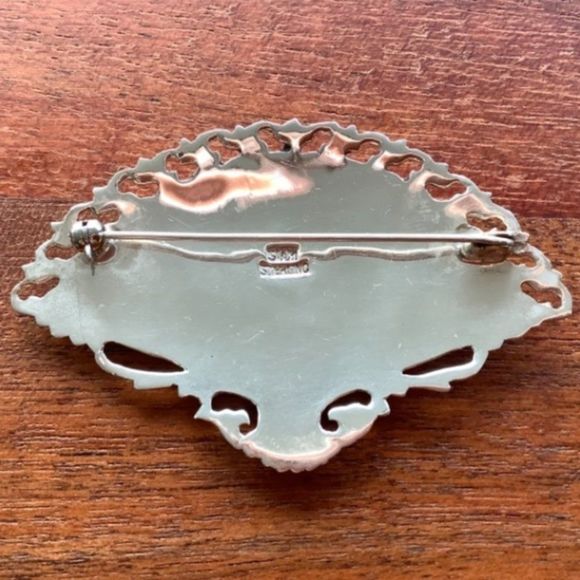 Sterling Silver Thai fan brooch - Picture 5 of 6